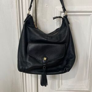 Ora Delphine Women's Genuine Leather Tassel Shoulder Bag Black